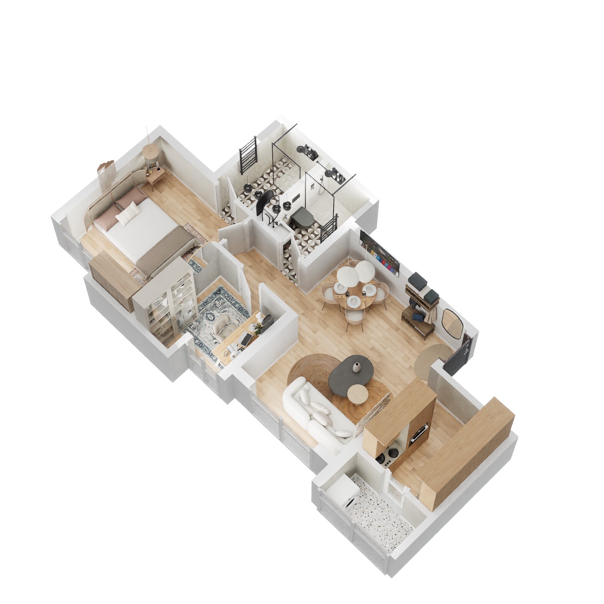 Floor plan of 2 BHK 583 Sq. Ft. Apartment in Lodha Codename Smart Buy, Thane
