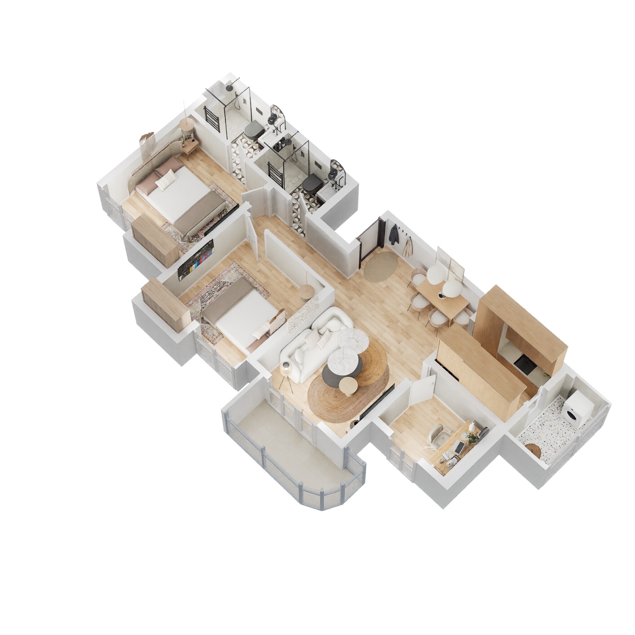 Floor plan of 3 BHK 675 Sq. Ft. Apartment in Lodha Codename Smart Buy, Thane