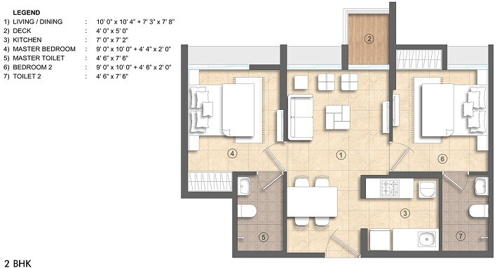  2 BHK Apartment at Lodha Crown Kolshet, Kolshet Road – for Rent