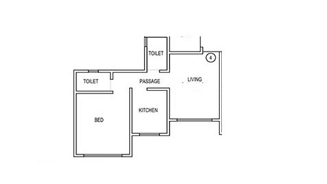 Floor plan of 1 BHK 450 Sq. Ft. Apartment in Lodha Global Park, Thane