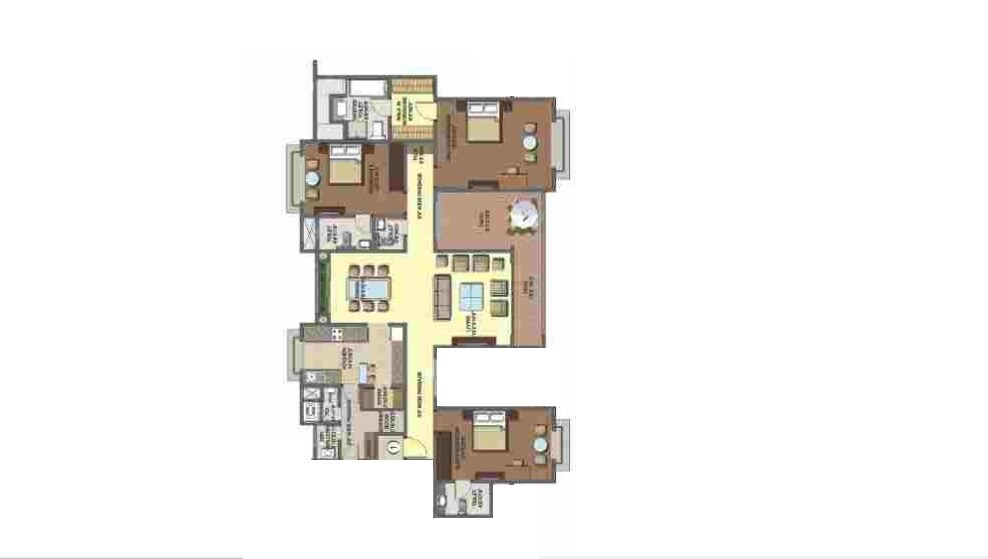 Floor plan of 3 BHK 2934 Sq. Ft. Apartment in Lodha Golflinks, Thane