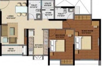 Floor plan of 2 BHK Apartment - 774 sq. ft. in Lodha Grande, Thane