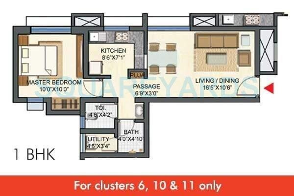 Floor plan of 1 BHK 585 Sq. Ft. Apartment in Lodha Palava - Casa Bella, Thane