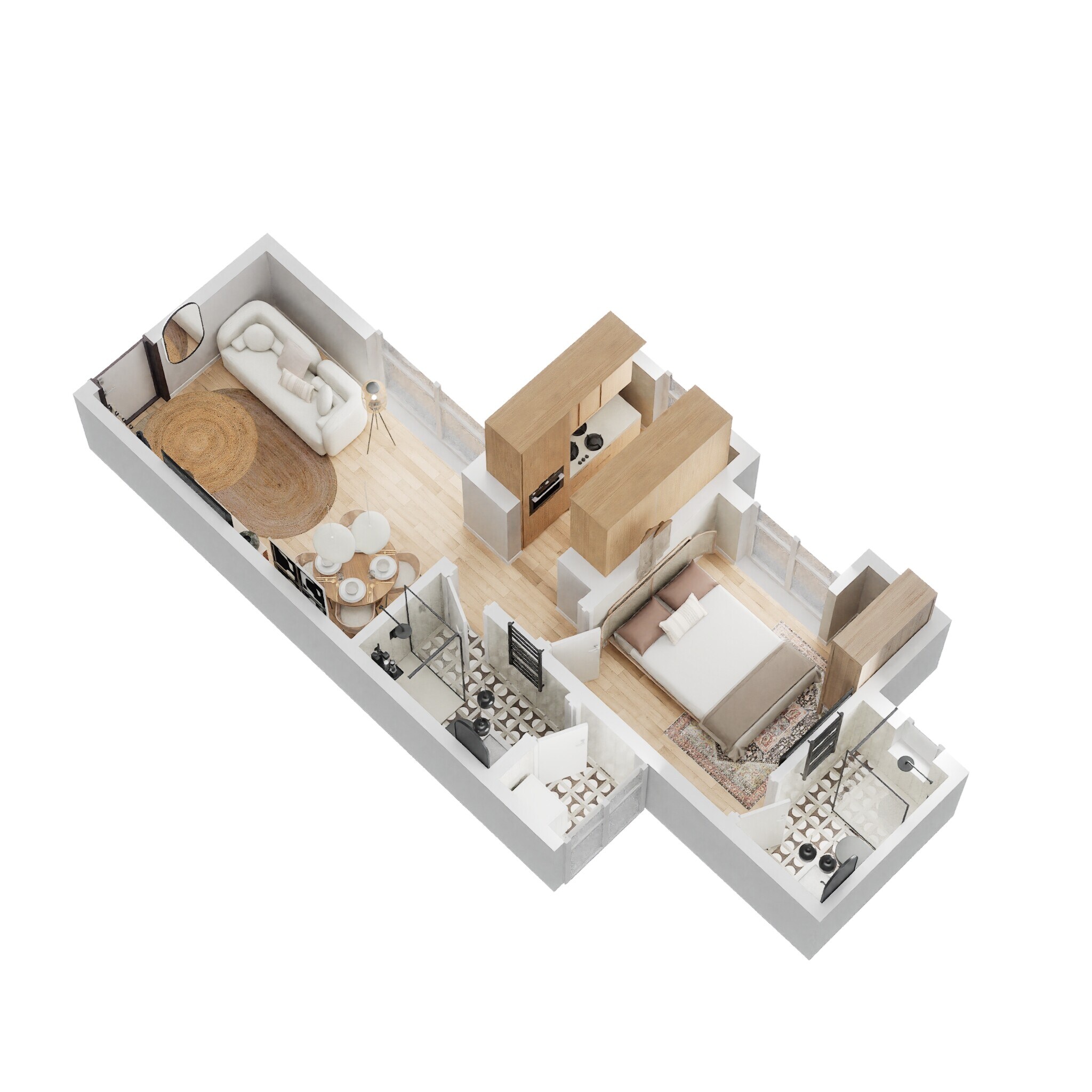 Floor plan of 1 BHK 424 Sq. Ft. Apartment in Lodha Palava Aurelia, Thane