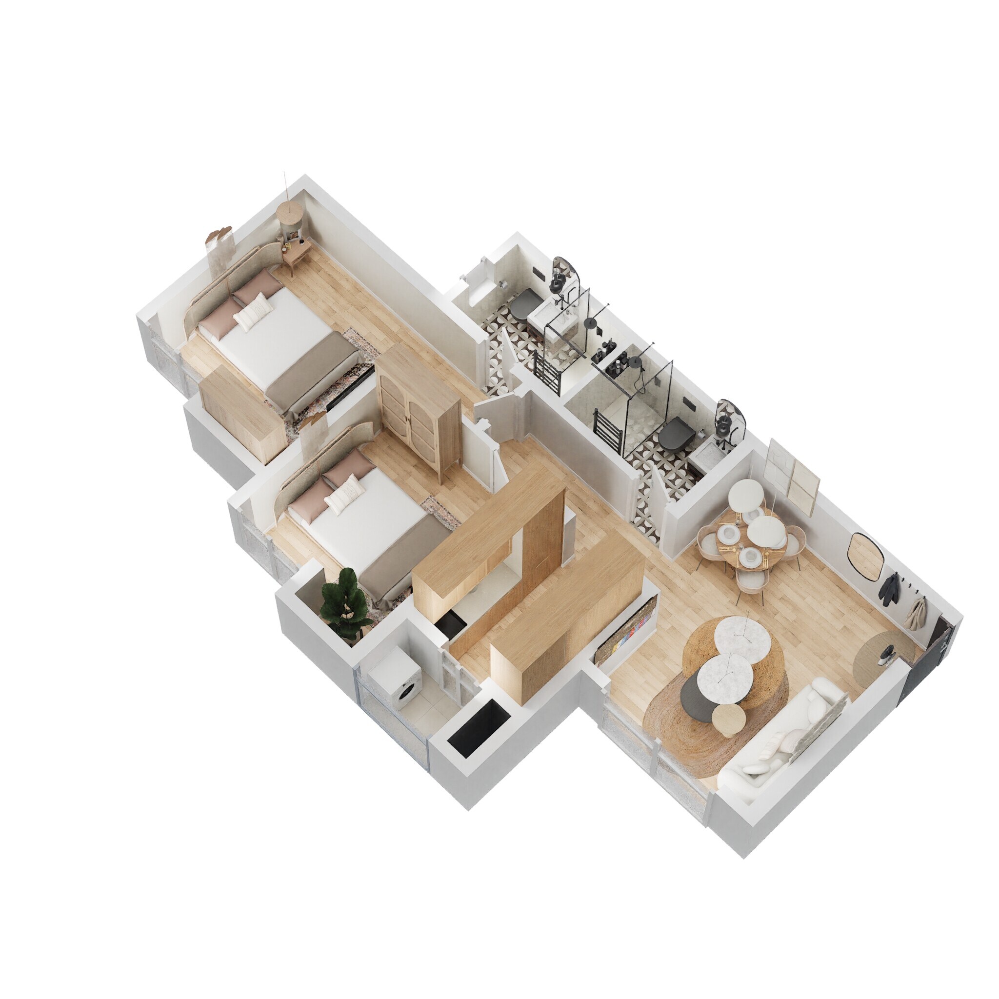 Floor plan of 2 BHK 527 Sq. Ft. Apartment in Lodha Palava Aurelia, Thane