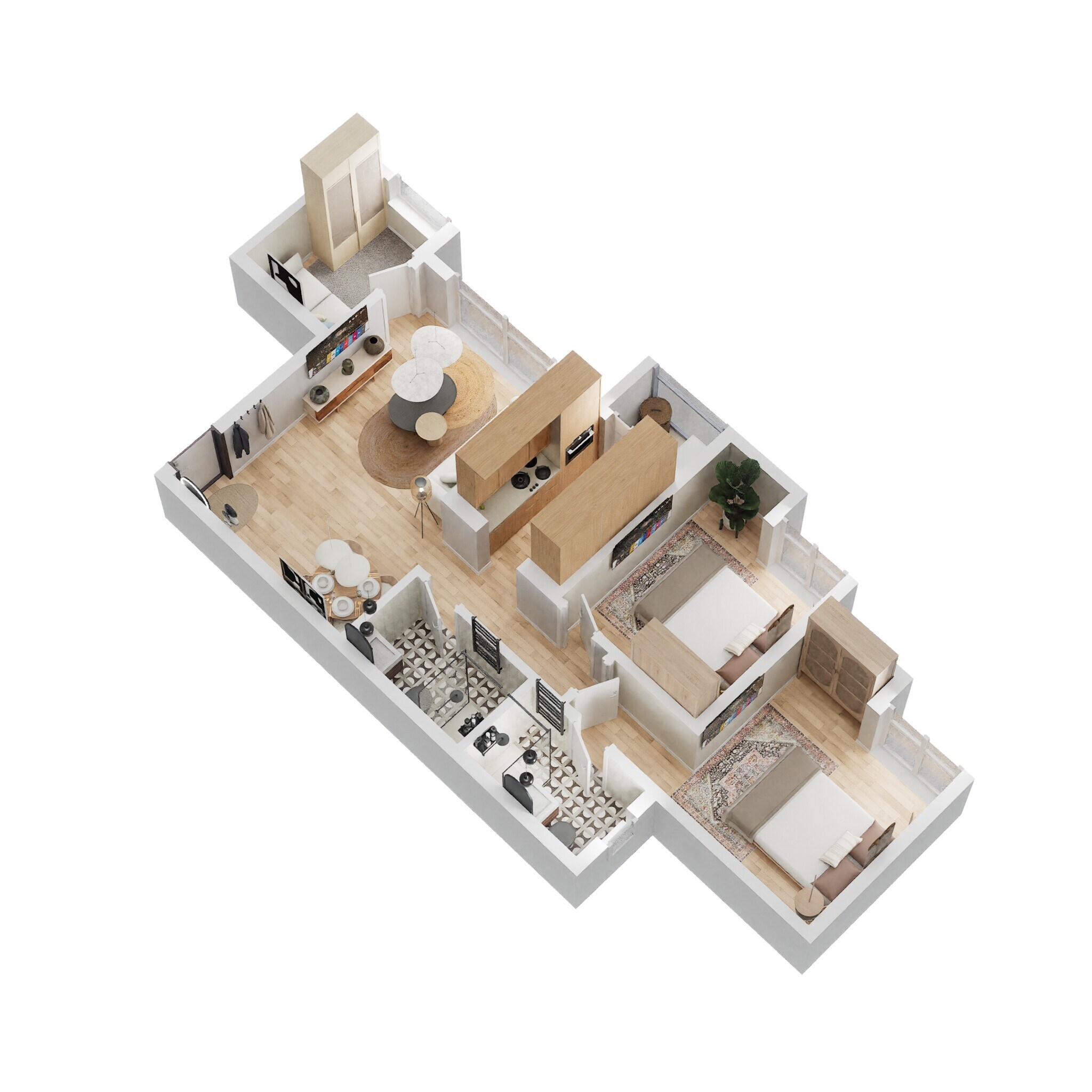 Floor plan of 3 BHK 642 Sq. Ft. Apartment in Lodha Palava Aurelia, Thane