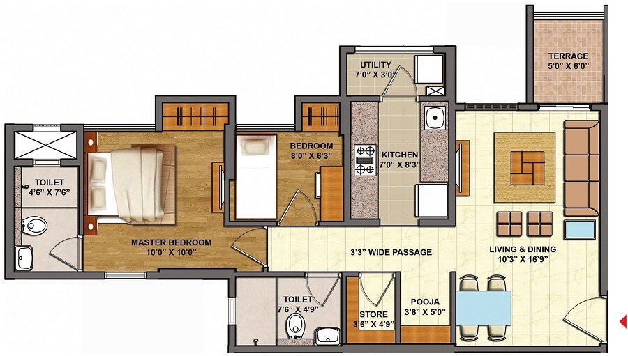 2 BHK 549 Sq. Ft. Apartment