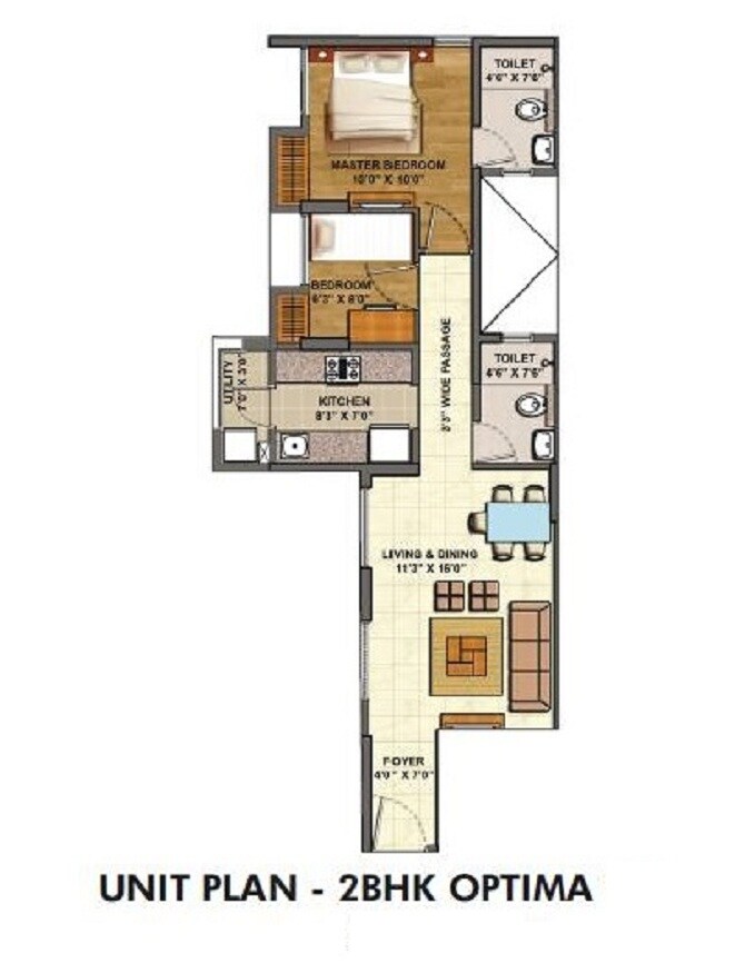 2 BHK 523 Sq. Ft. Apartment