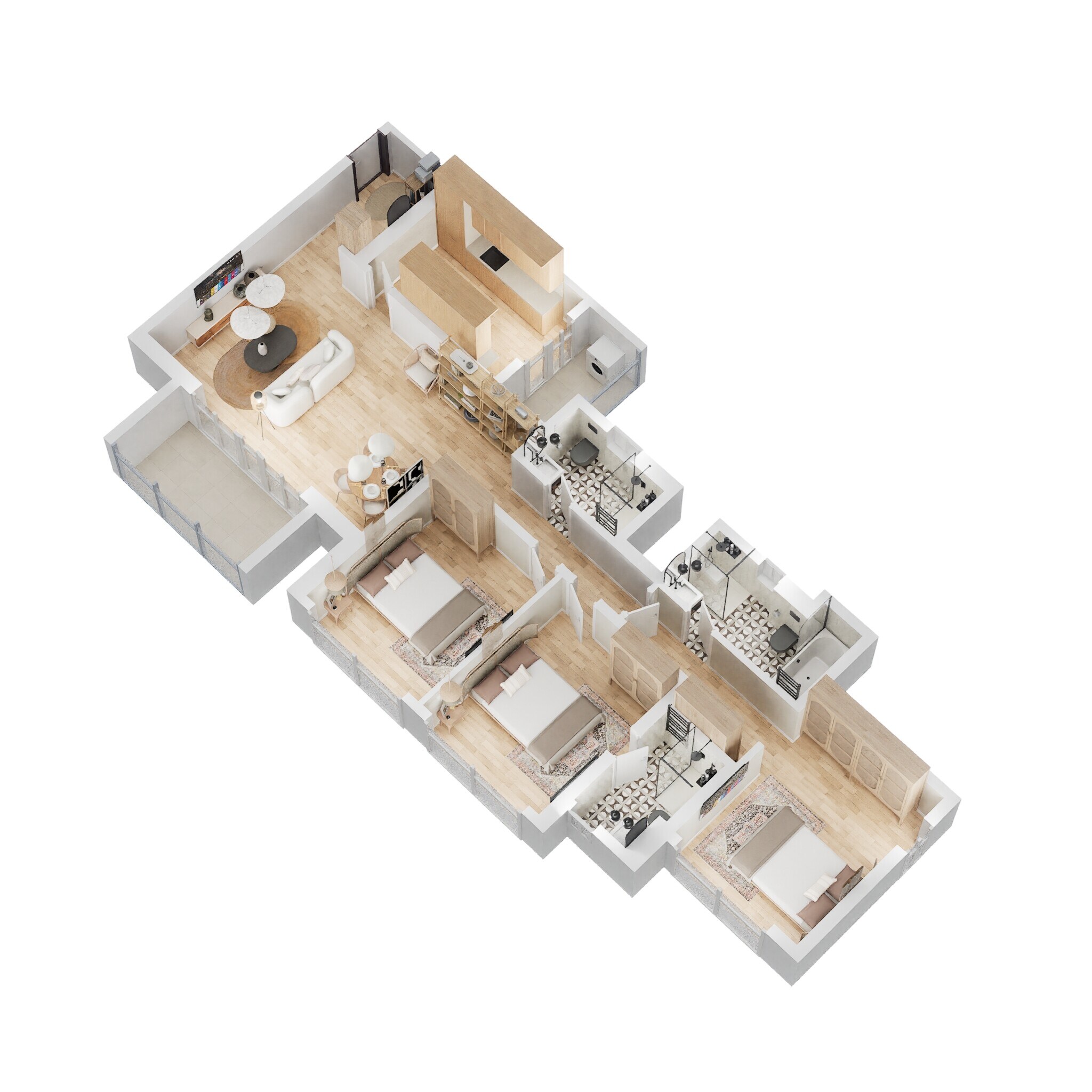 3 BHK 1051 Sq. Ft. Apartment