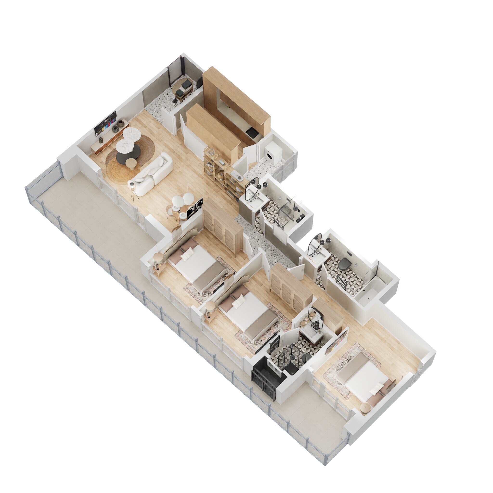 Floor plan of 3 BHK 1100 Sq. Ft. Apartment in Lodha Palava Serenity A, Thane