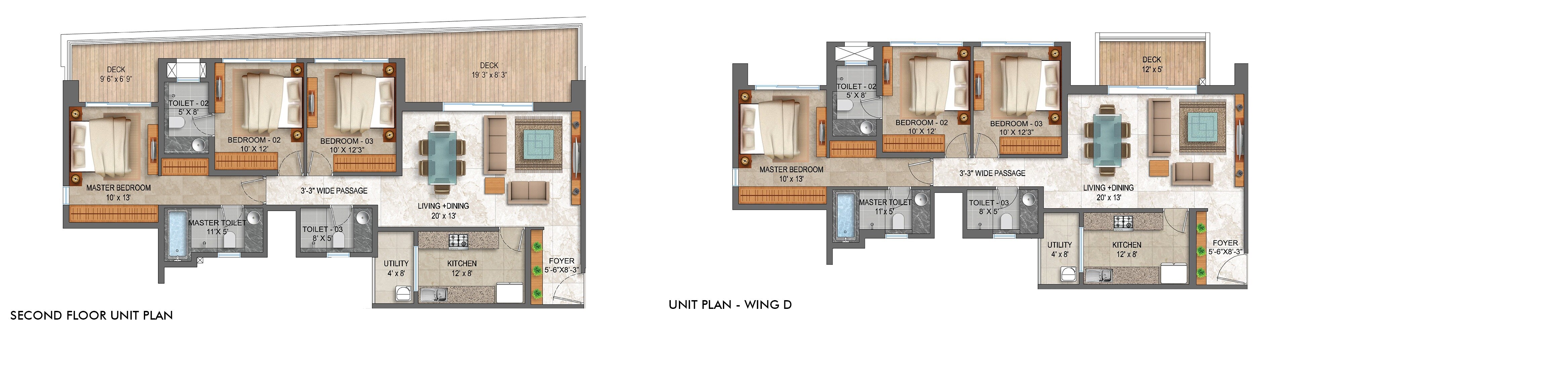Floor plan of 4 BHK 1243 Sq. Ft. Apartment in Lodha Palava Serenity B, Thane