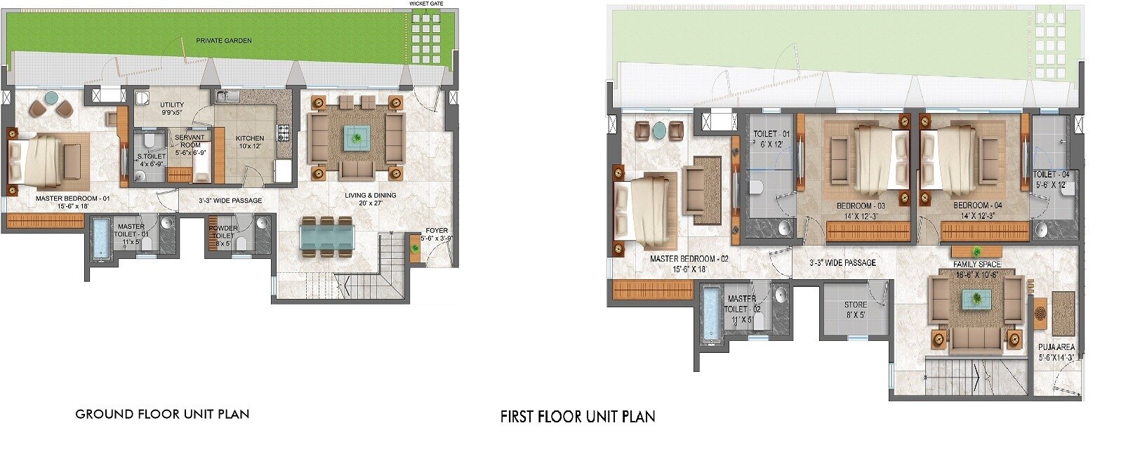 Floor plan of 4 BHK 1244 Sq. Ft. Apartment in Lodha Palava Serenity C, Thane