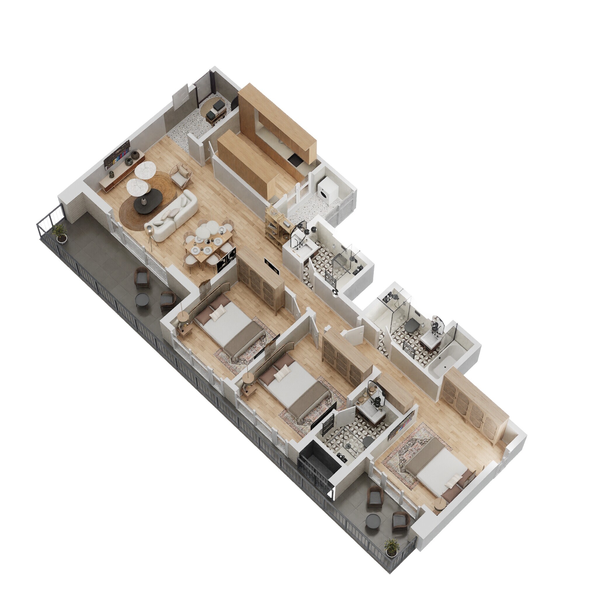 Floor plan of 3 BHK 1100 Sq. Ft. Apartment in Lodha Palava Serenity D, Thane