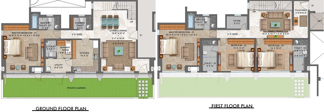 Floor plan of 4 BHK 1243 Sq. Ft. Apartment in Lodha Palava Serenity D, Thane