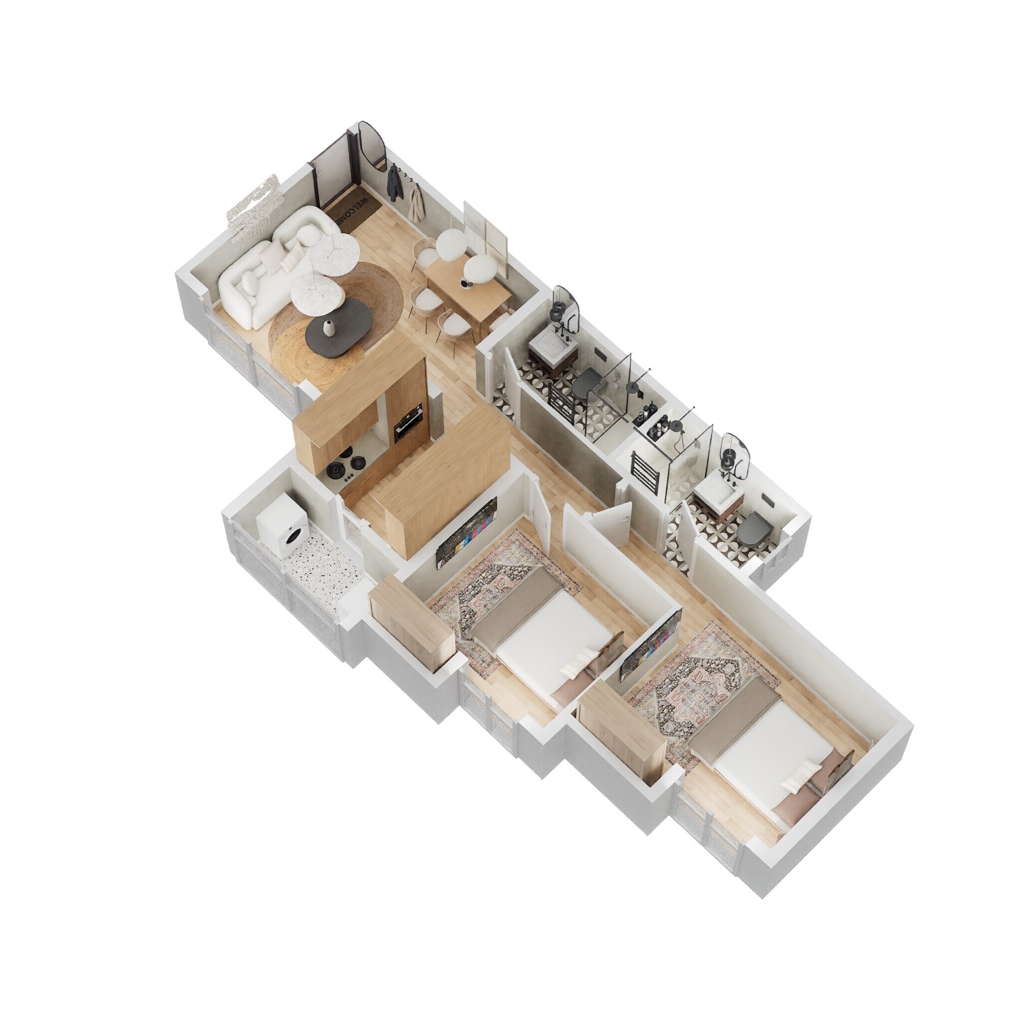 Floor plan of 2 BHK 532 Sq. Ft. Apartment in Lodha Palava Verdana A To D, Thane