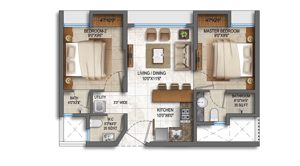  2 BHK Apartment at Lodha Paradise, Majiwada – for Sale
