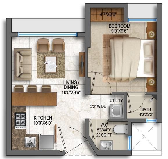  1 BHK Apartment at Lodha Quality Home Tower 2, Majiwada – for Rent