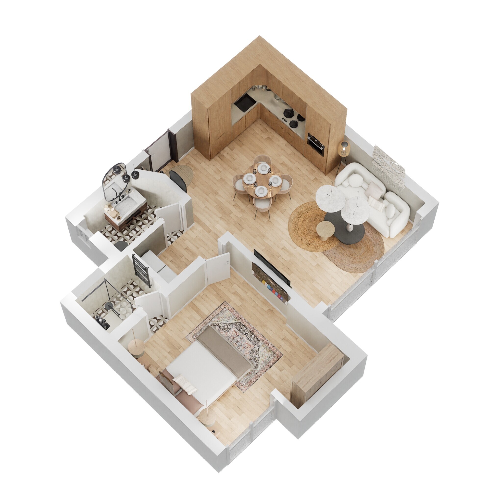 Floor plan of 1 BHK 338 Sq. Ft. Apartment in Lodha Quality Home Tower 5, Thane