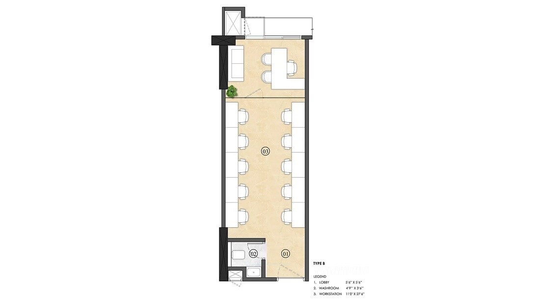 Floor plan of 283 Sq. Ft. Office Space in Lodha Signet, Thane