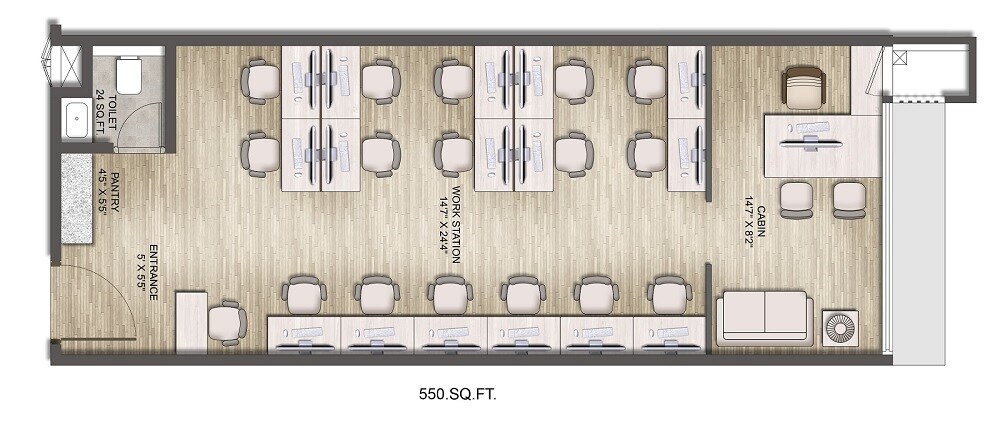 Floor plan of 550 Sq. Ft. Office Space in Lodha Signet Palava, Thane