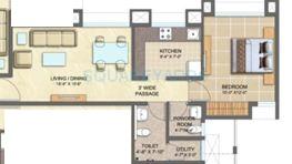 Floor plan of 2 BHK 701 Sq. Ft. Apartment in Lodha Splendora, Thane