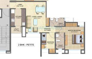 Floor plan of 2 BHK 771 Sq. Ft. Apartment in Lodha Splendora, Thane