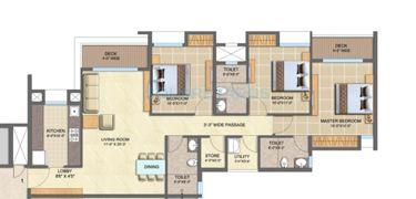 Floor plan of 3 BHK 871 Sq. Ft. Apartment in Lodha Splendora, Thane