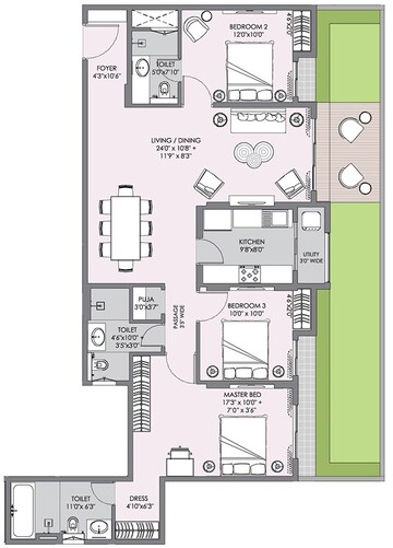  3 BHK Apartment at Lodha Sterling, Sandoz Baug – for Rent