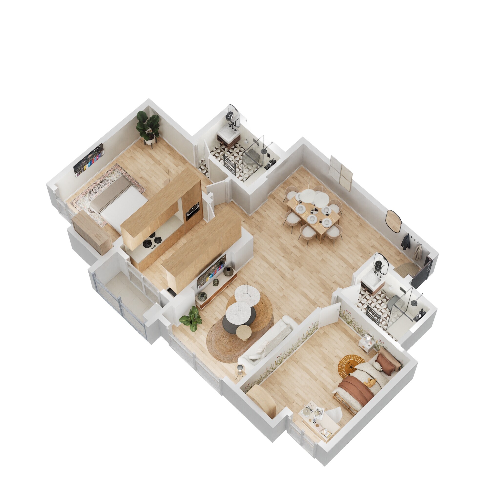 Floor plan of 2 BHK 865 Sq. Ft. Apartment in Lodha Sterling Tower H, Thane