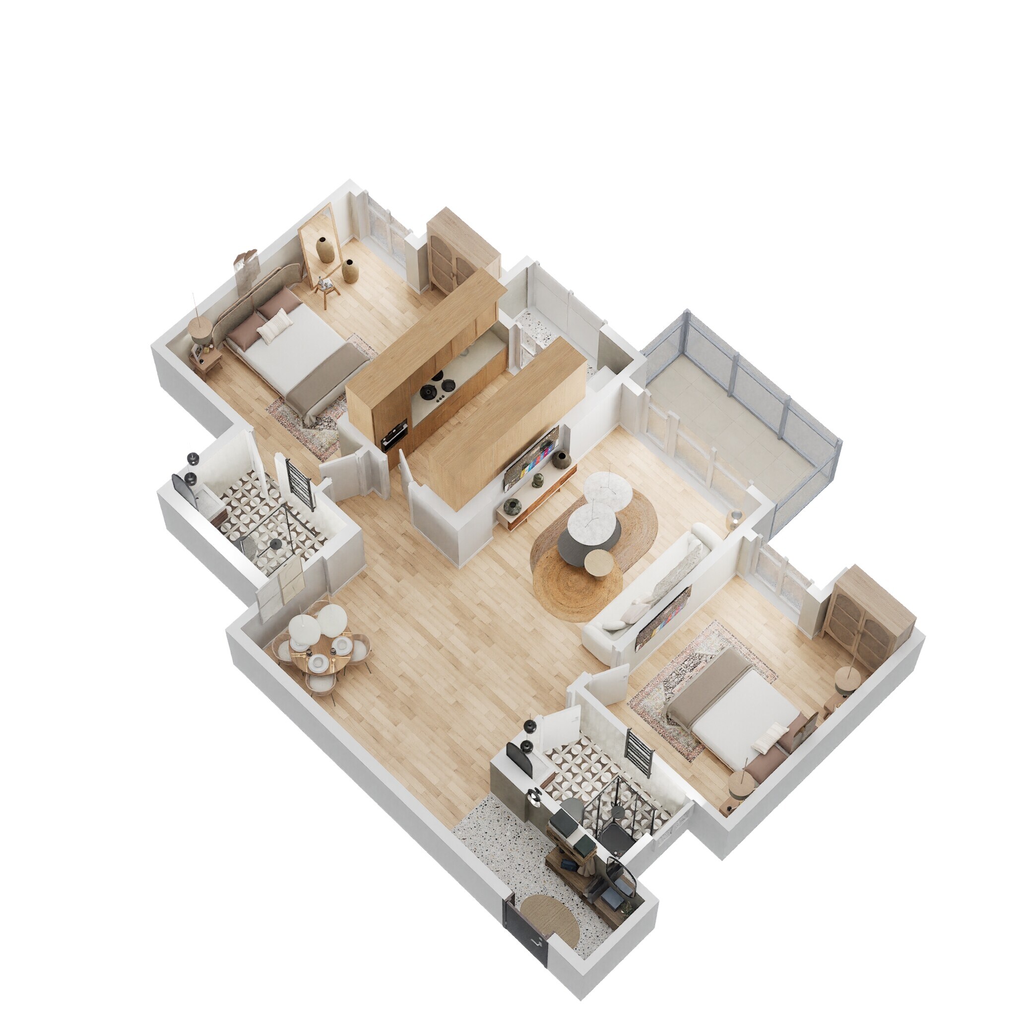 Floor plan of 2 BHK 910 Sq. Ft. Apartment in Lodha Sterling Tower H, Thane