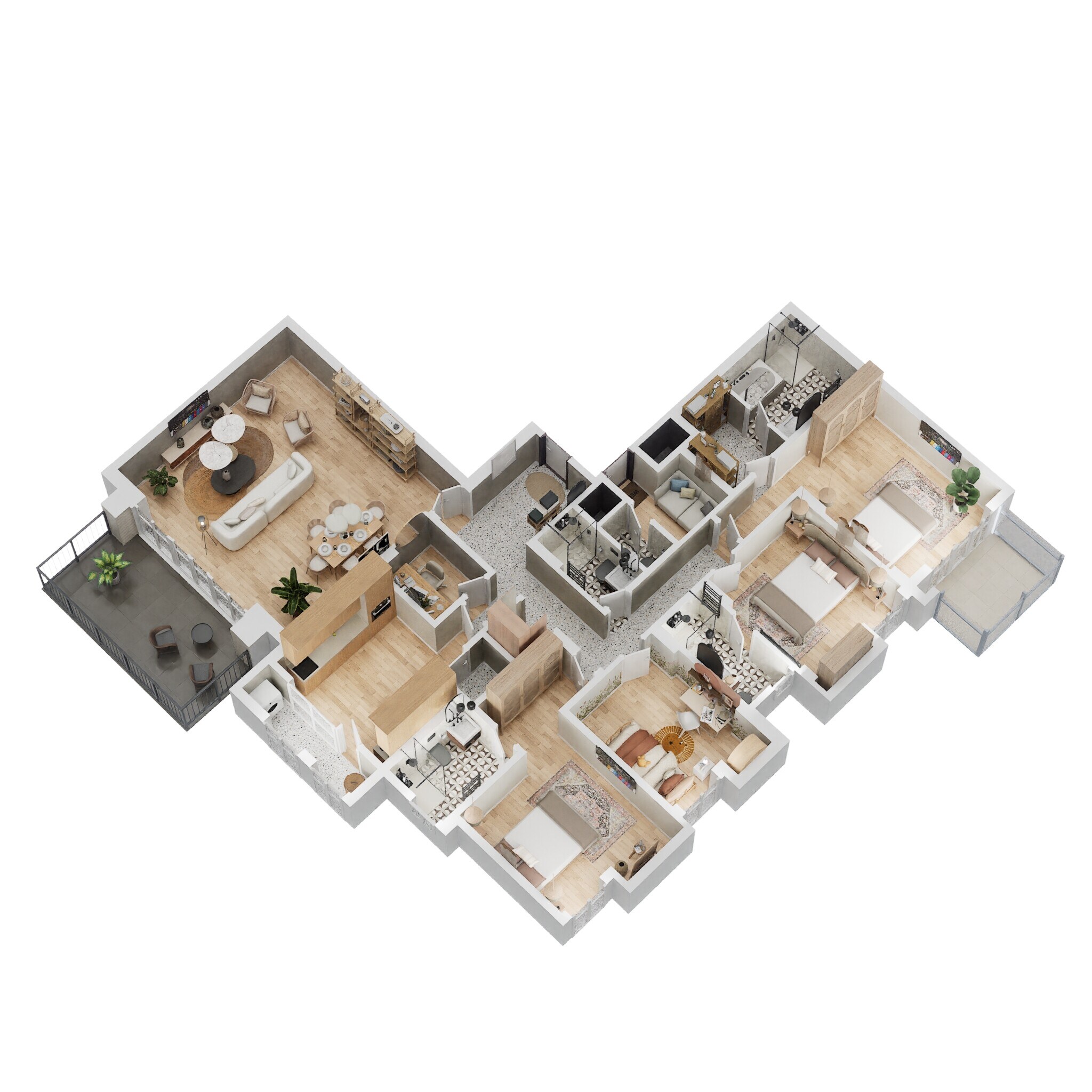 Floor plan of 4 BHK 1842 Sq. Ft. Apartment in Lodha Sterling Tower H, Thane