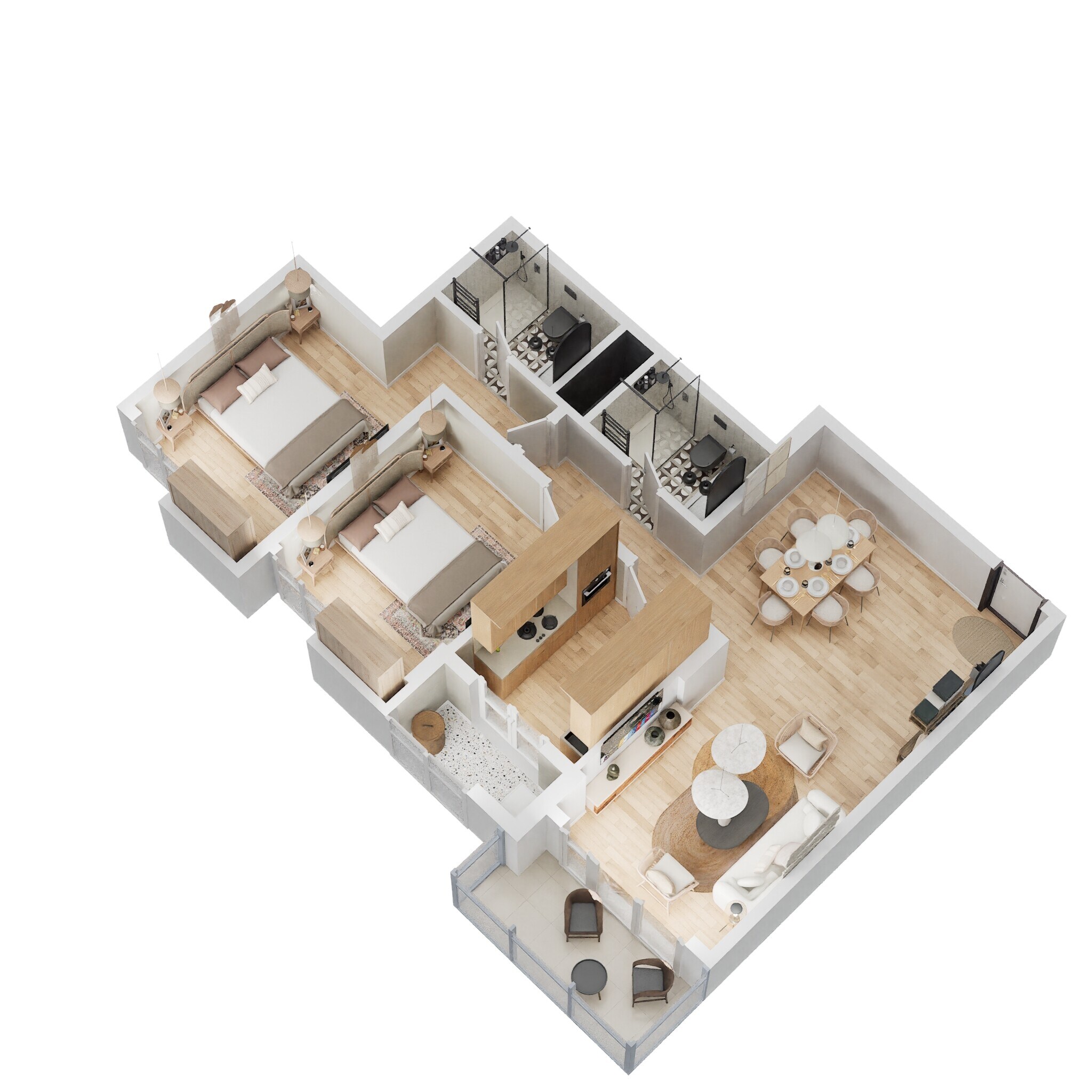 2 BHK 820 Sq. Ft. Apartment