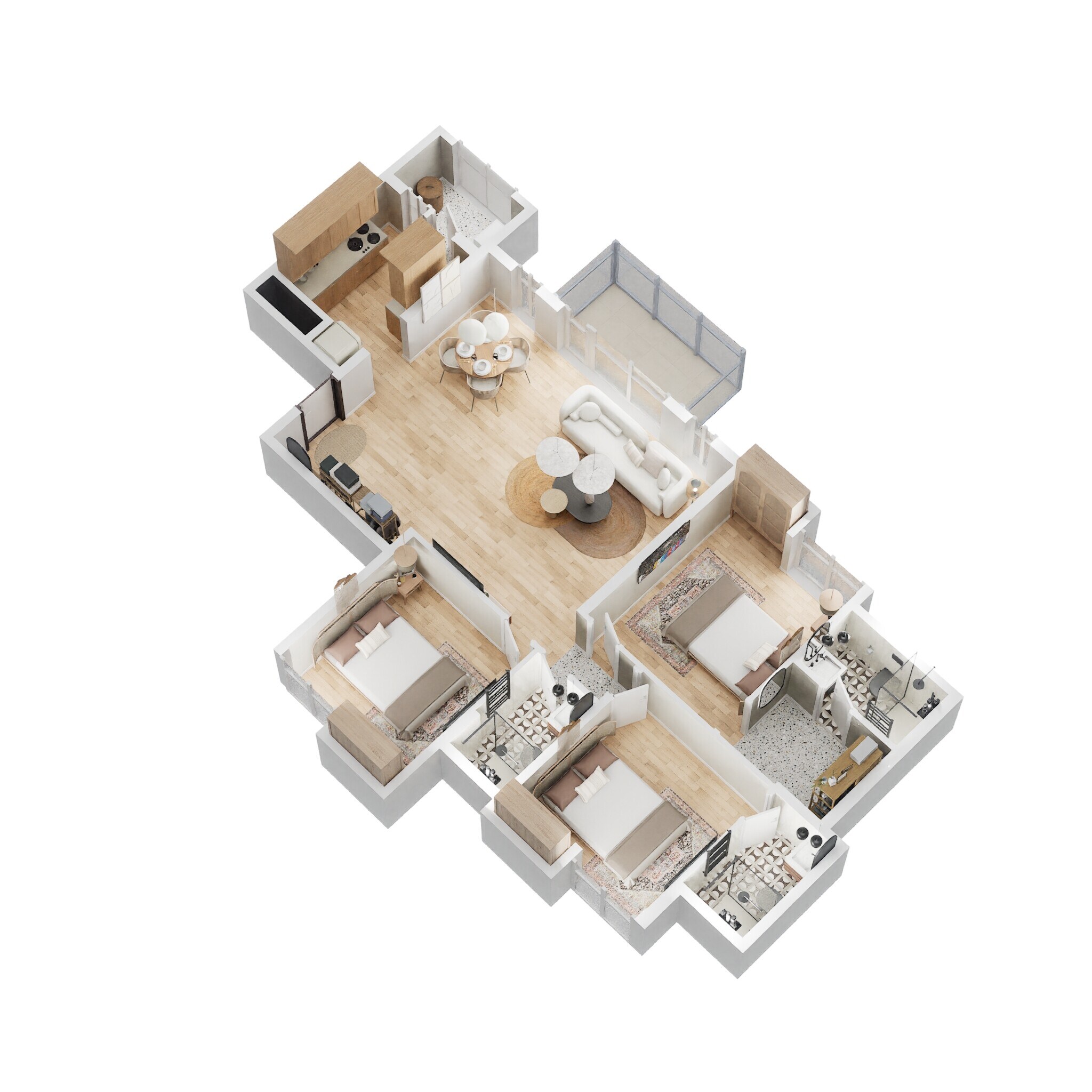 3 BHK 1004 Sq. Ft. Apartment