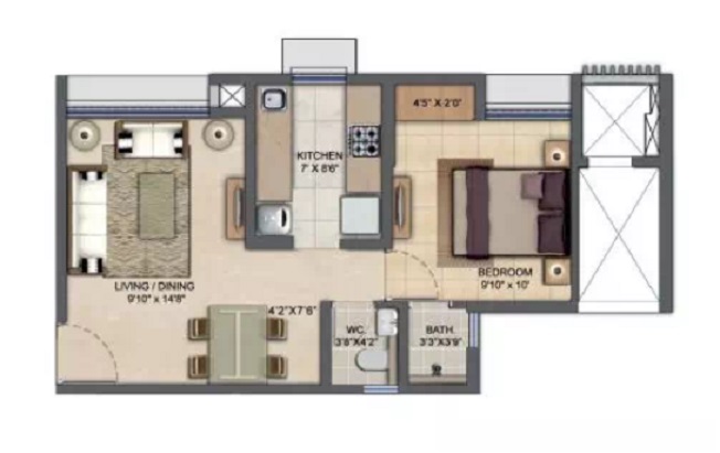 1 BHK 412 Sq. Ft. Apartment in Lodha Upper Thane Ecopolis A