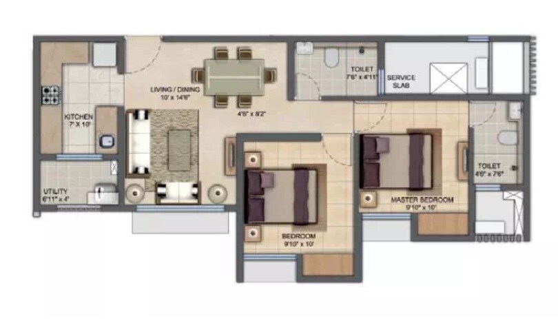 2 BHK 622 Sq. Ft. Apartment