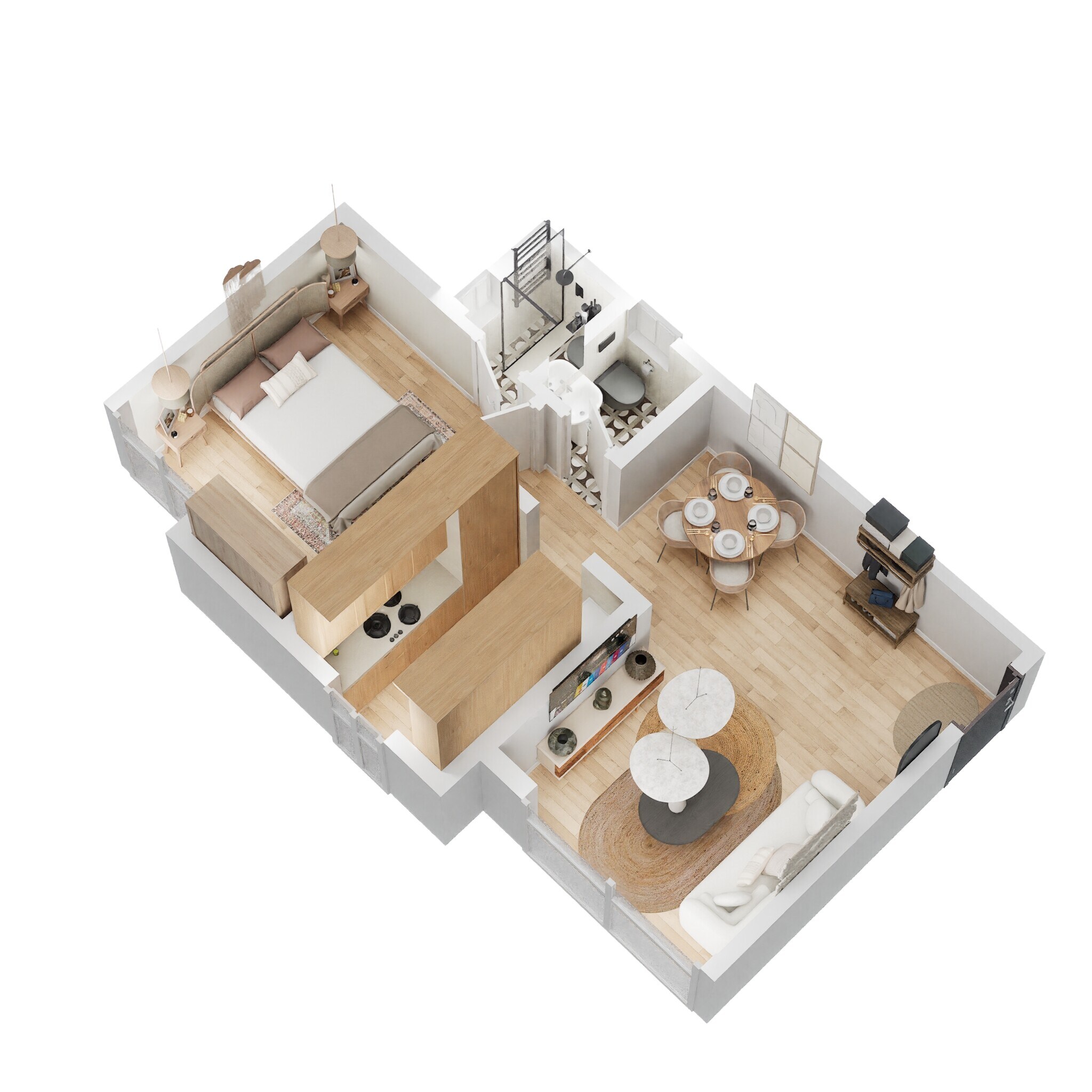 Floor plan of 1 BHK 404 Sq. Ft. Apartment in Lodha Upper Thane Meadows A, Thane