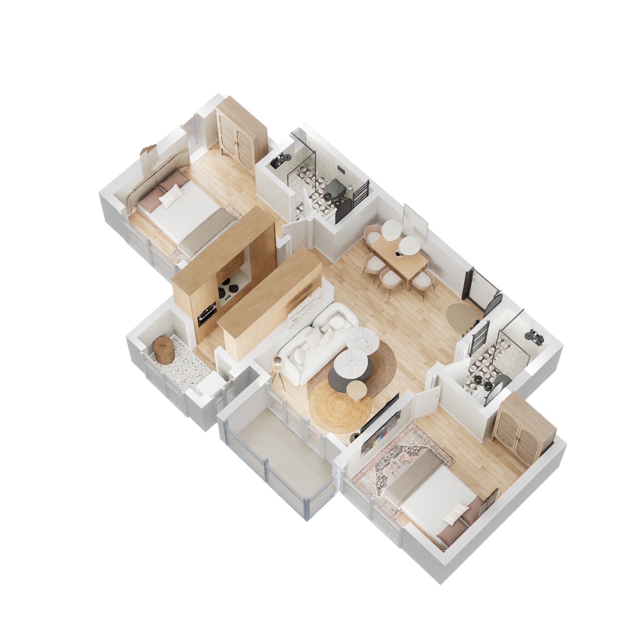 Floor plan of 2 BHK 617 Sq. Ft. Apartment in Lodha Upper Thane Meadows A, Thane