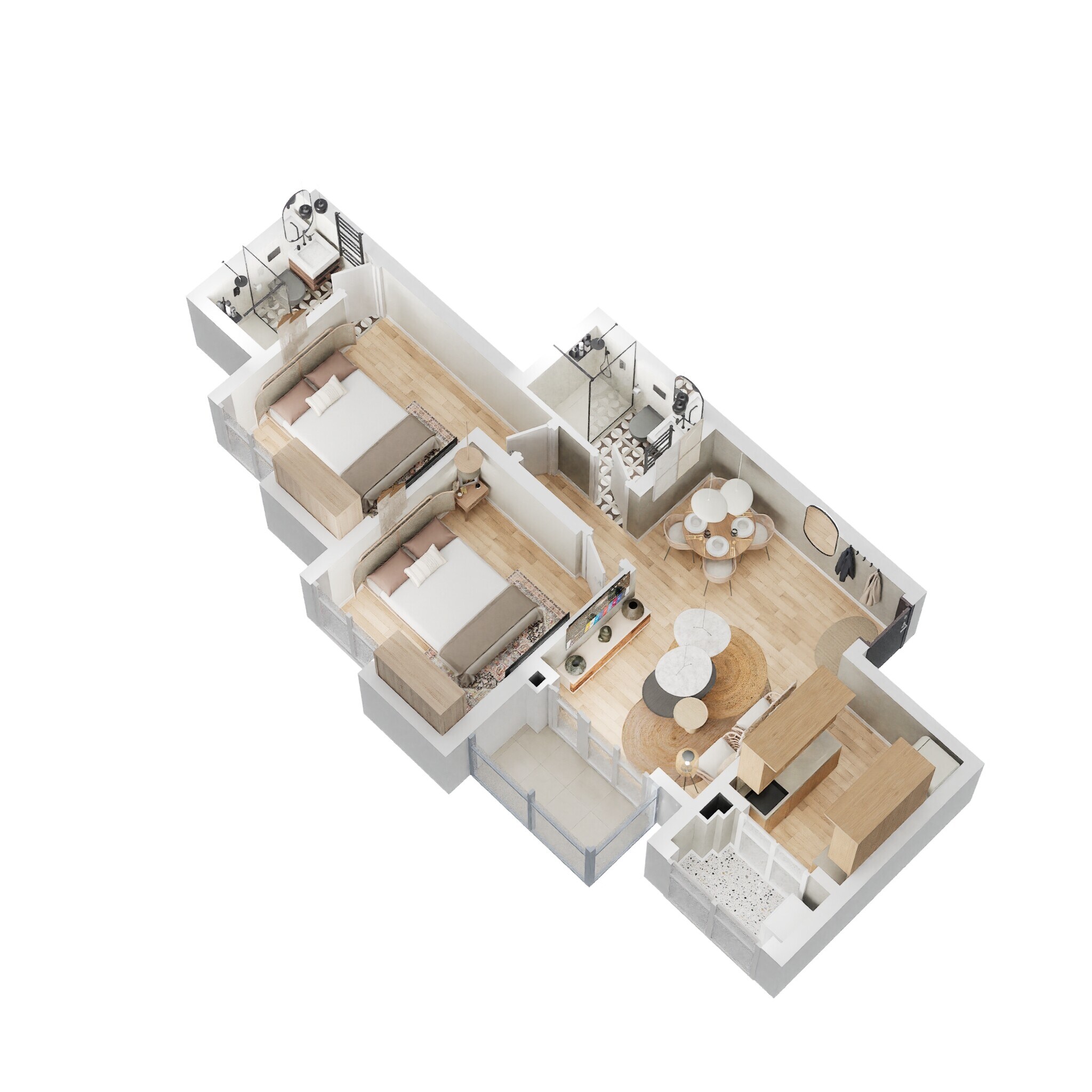 2 BHK 613 Sq. Ft. Apartment