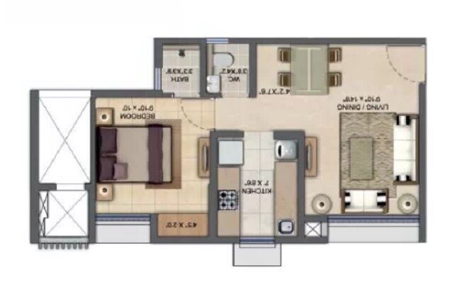 1 BHK 471 Sq. Ft. Apartment