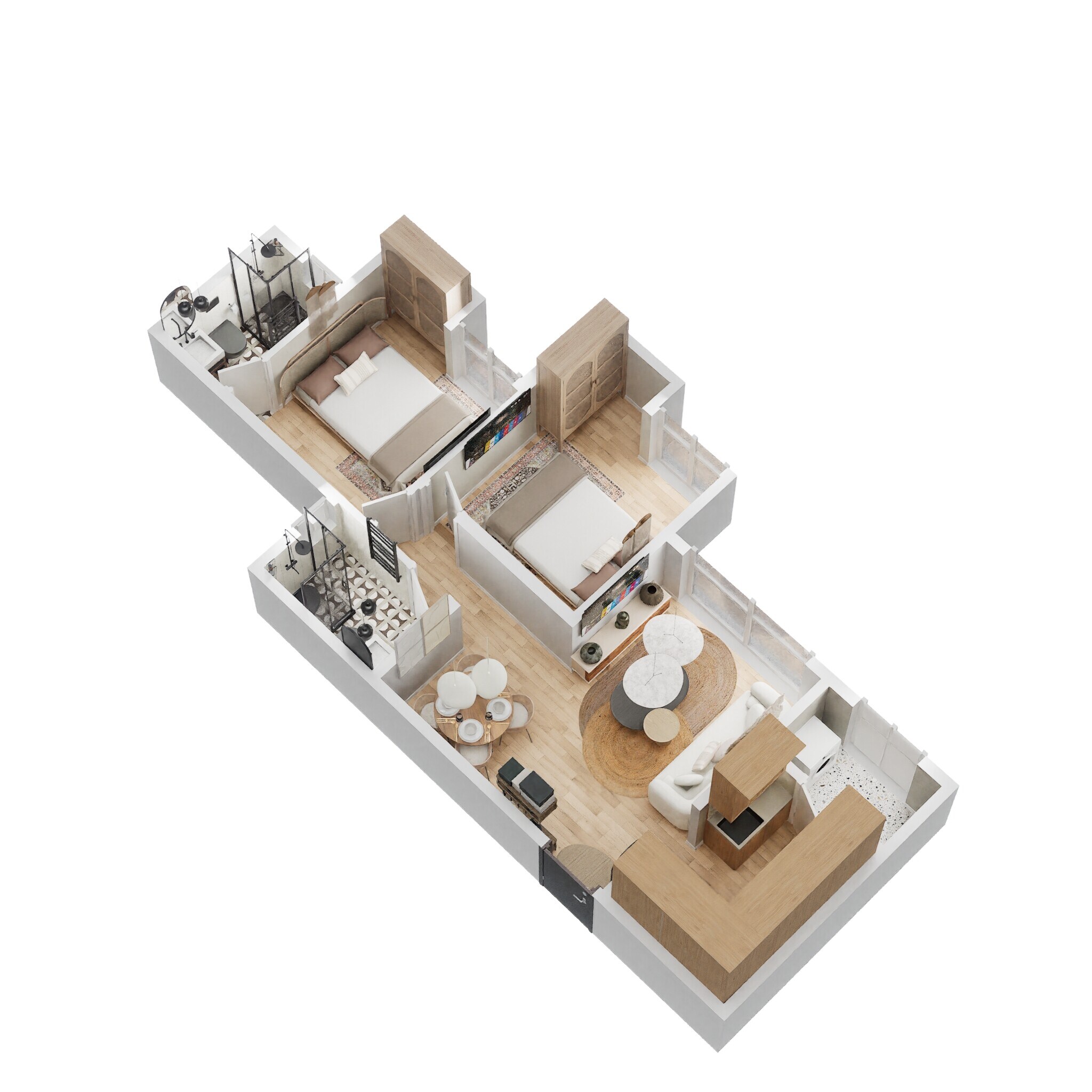 2 BHK 613 Sq. Ft. Apartment