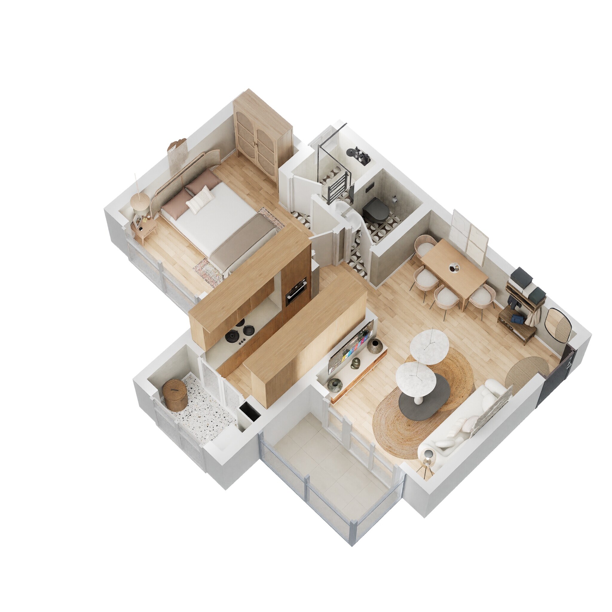 Floor plan of 1 BHK 457 Sq. Ft. Apartment in Lodha Upper Thane Woodlands C And D, Thane