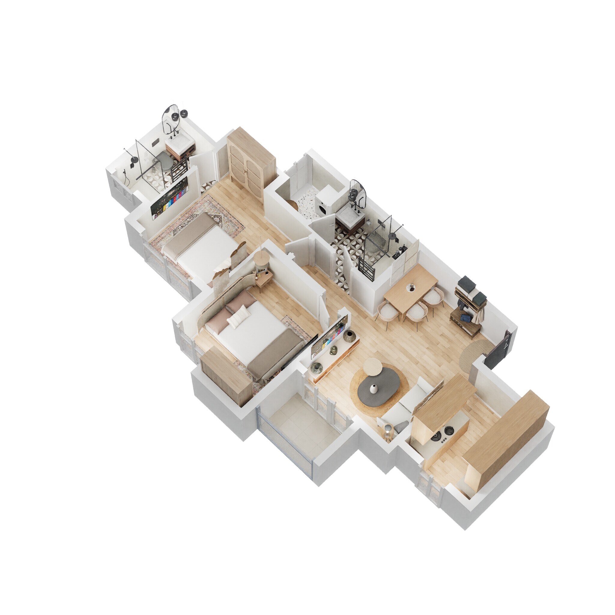 Floor plan of 2 BHK 530 Sq. Ft. Apartment in Lodha Upper Thane Woodlands C And D, Thane