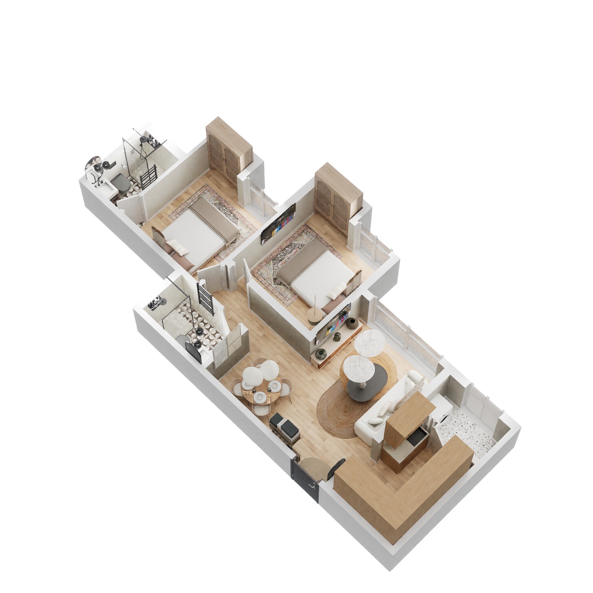 Floor plan of 2 BHK 613 Sq. Ft. Apartment in Lodha Upper Thane Woodlands C And D, Thane