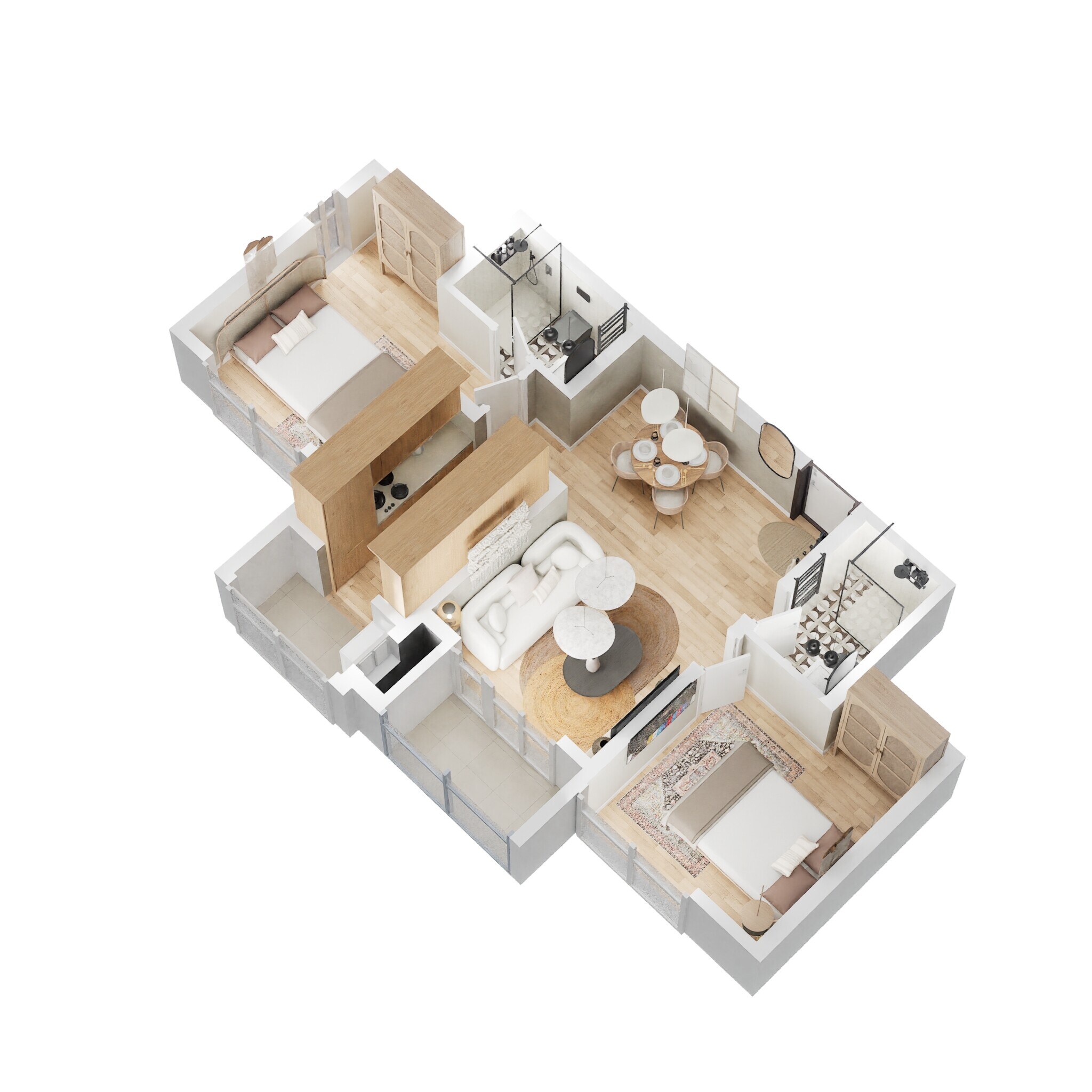 Floor plan of 2 BHK 663 Sq. Ft. Apartment in Lodha Upper Thane Woodlands C And D, Thane