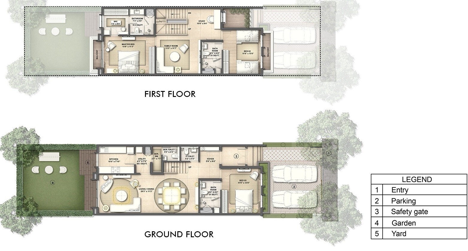Floor plan of 3 BHK 2268 Sq. Ft. Villa in Lodha Villa Royale, Thane