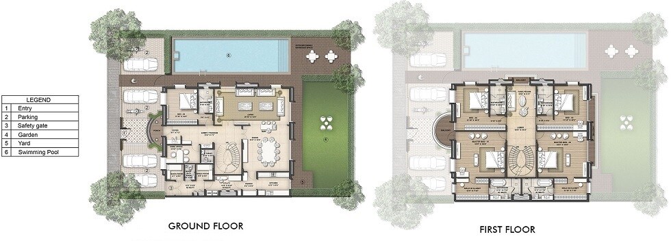 Floor plan of 5 BHK 4353 Sq. Ft. Villa in Lodha Villa Royale, Thane