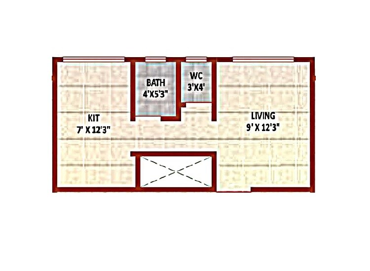 Floor plan of 271 Sq. Ft. Studio in Lotu Aai Darshan, Thane
