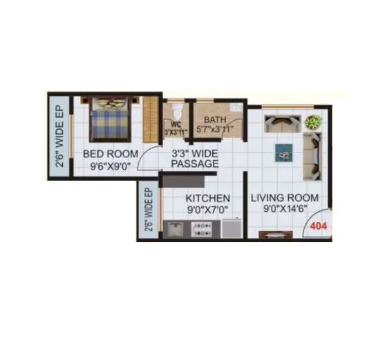 1 BHK 367 Sq. Ft. Apartment