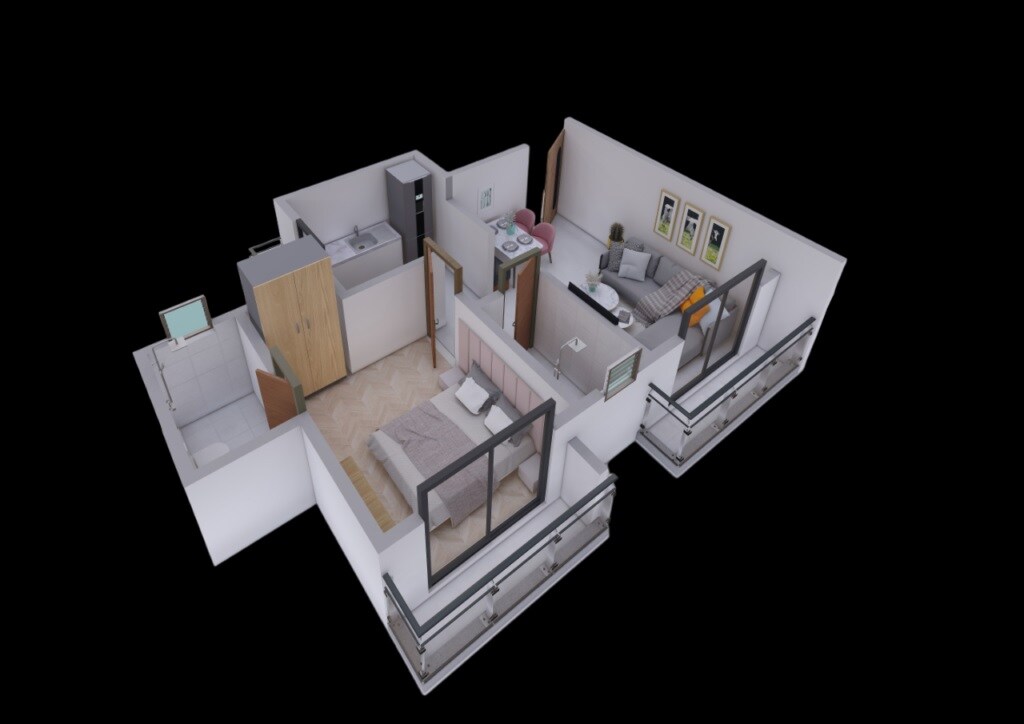 Floor plan of 1 BHK 487 Sq. Ft. Apartment in Madar Signature, Thane