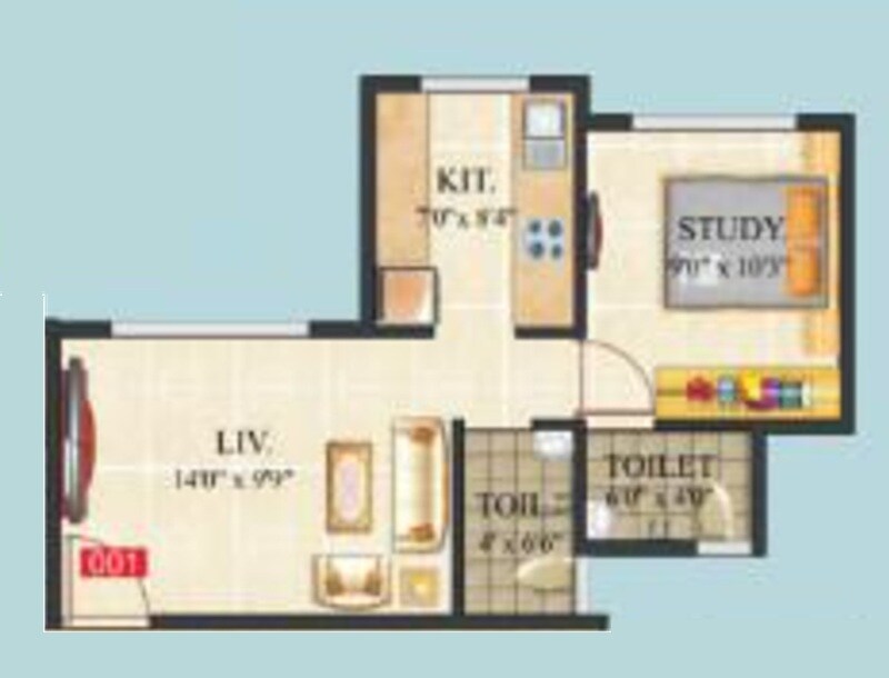 Floor plan of 1 BHK 297 Sq. Ft. Apartment in Madhu K K Renuka Residency A And B Wing, Thane